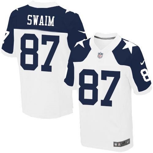 Men's Elite Geoff Swaim Nike Jersey White Alternate - #87 Throwback NFL Dallas Cowboys